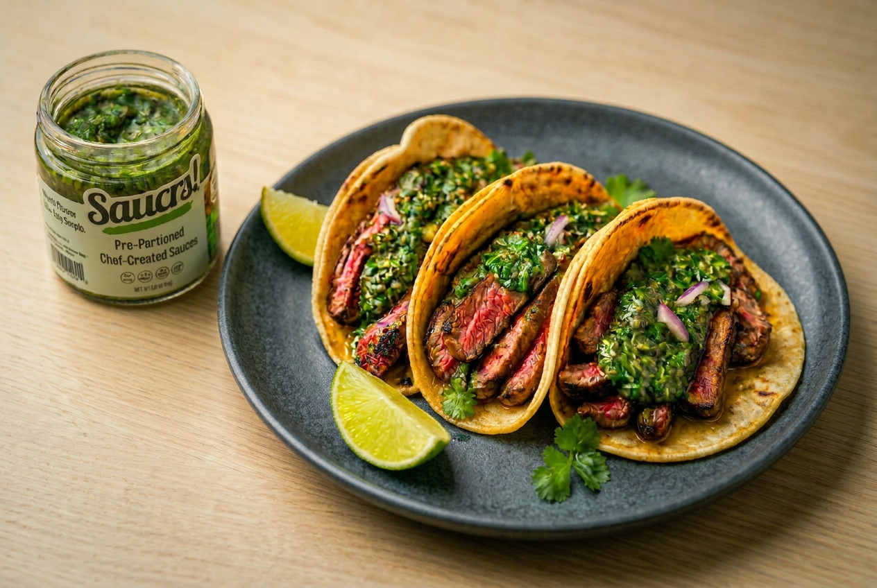 Chimichurri Skirt Steak Tacos